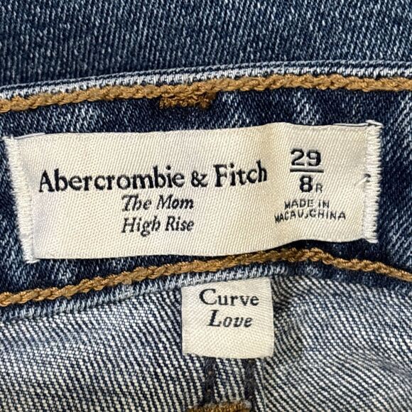 Abercrombie & Fitch The Mom High Rise Jeans Distressed Blue Denim Size 8 Stretch - Picture 11 of 12